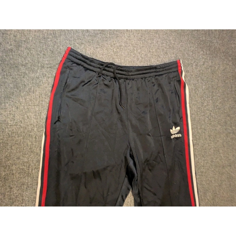 Vintage Adidas Track Pants 2003 Striped Red Fleece Lined Joggers Mens Large Y2K - Picture 2 of 9